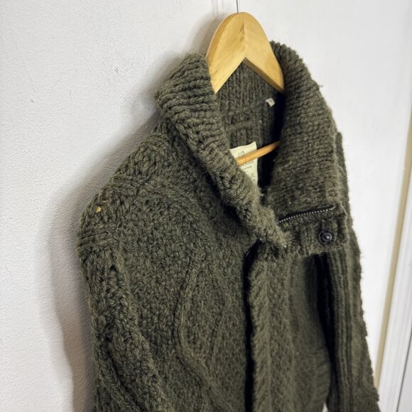 Scotch & Soda Men XL Cable Knit Wool Alpaca Blend Zip Jacket Green - Picture 2 of 8